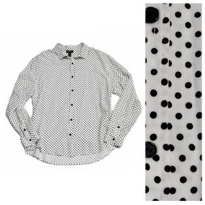 Forever 21 White and Black Dotted Men's Shirt